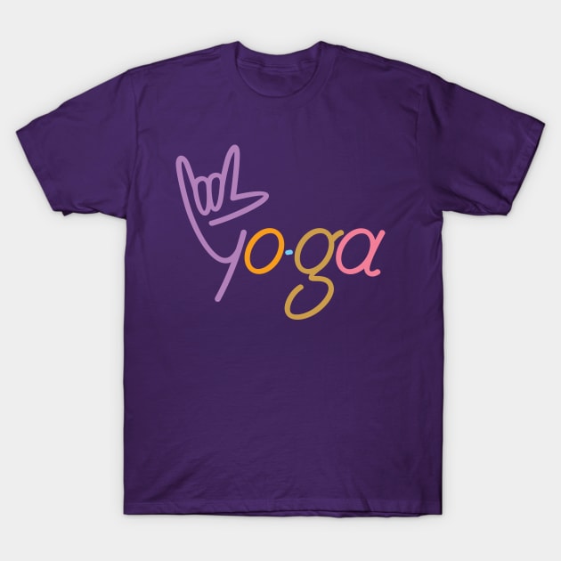 Yo Hand Gesture with Yoga Word Text T-Shirt by GeeTee